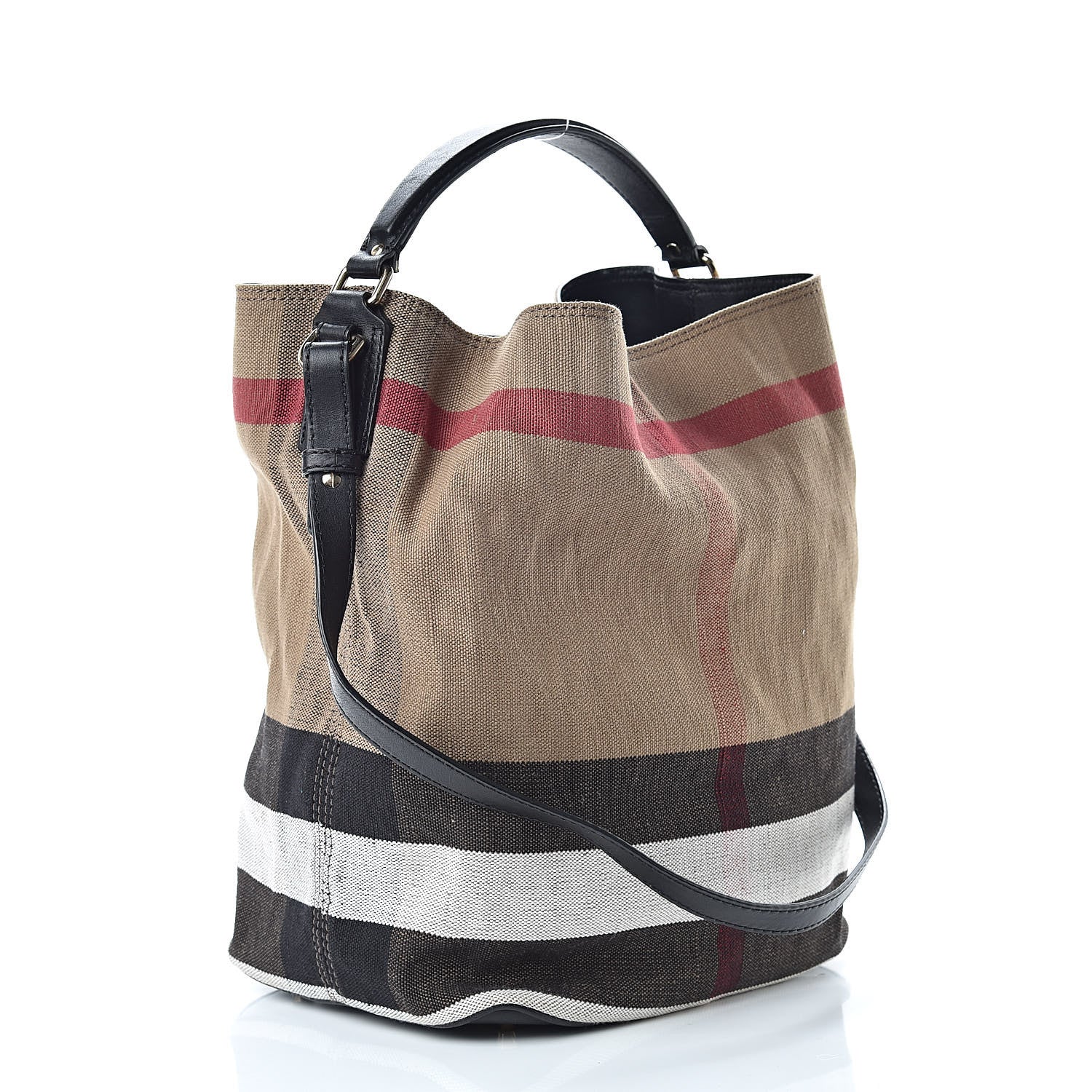 Burberry Canvas Mega Check Medium Ashby Hobo Black 3 of 15