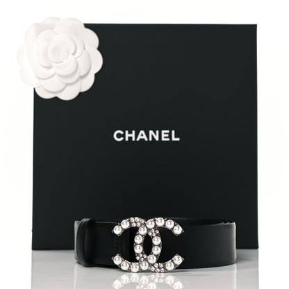 Chanel Calfskin Pearl Crystal CC Belt 90 36 Black 7 of 7
