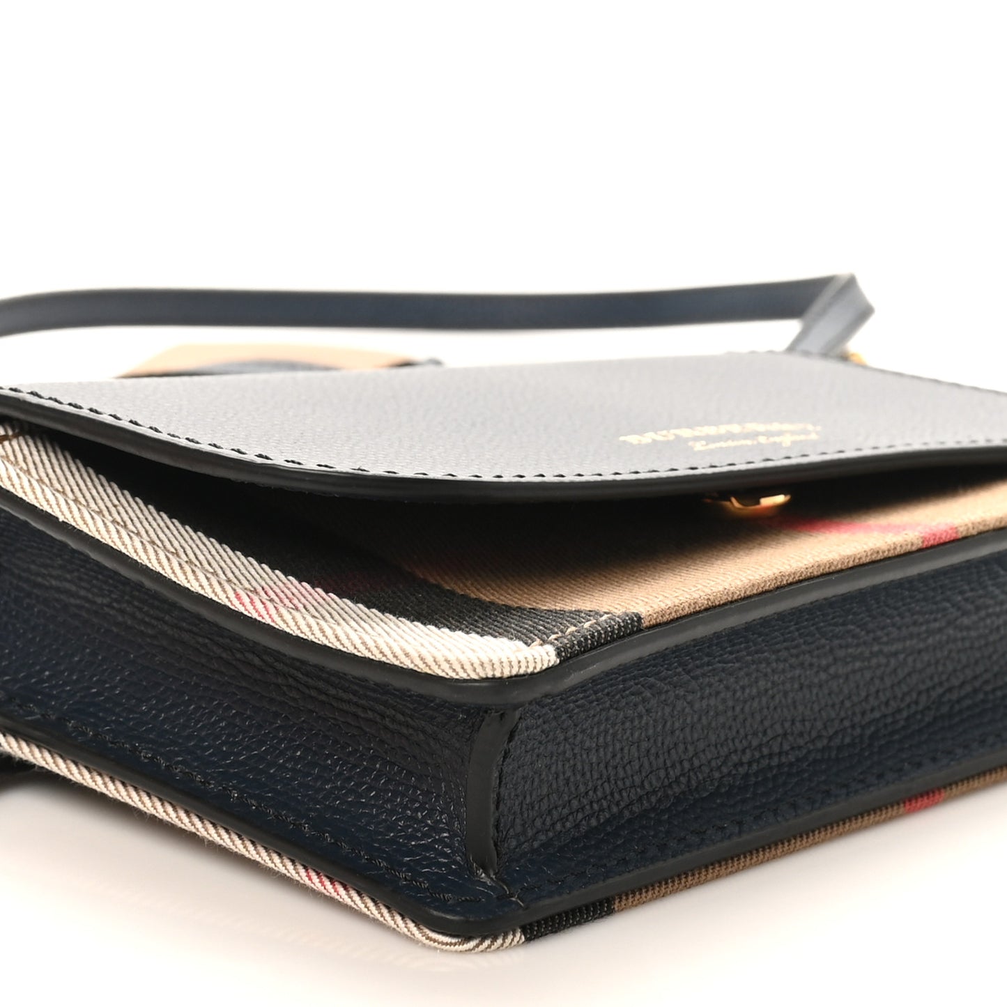 Derby Calfskin House Check Mini Hampshire Wallet On Chain Ink Blue