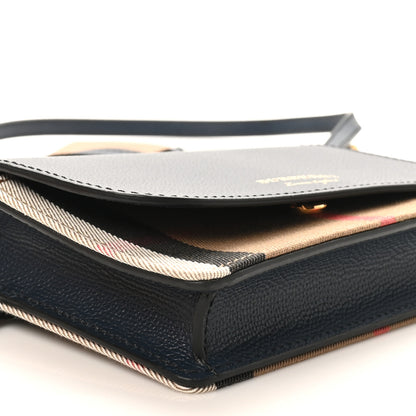 Burberry Derby Calfskin House Check Mini Hampshire Wallet On Chain Ink Blue 8 of 9
