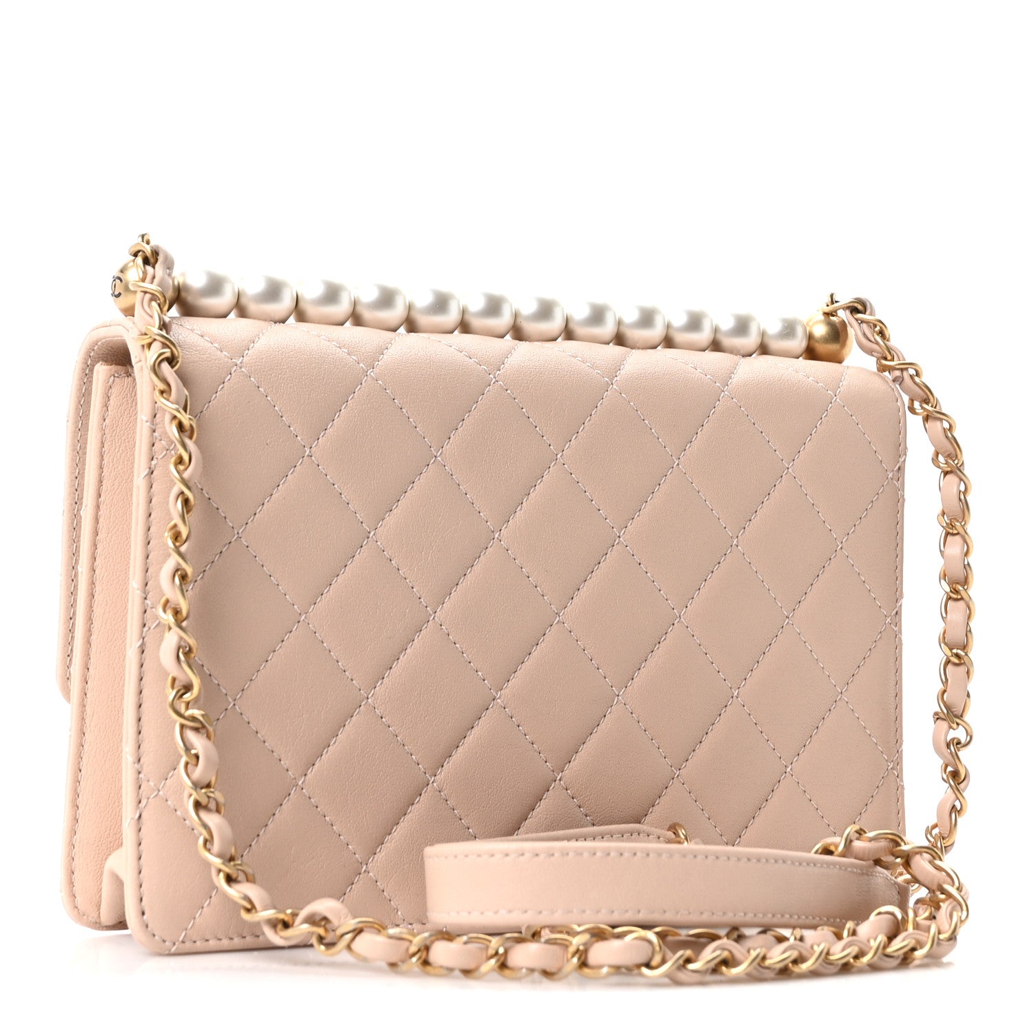 Chanel Goatskin Quilted Small Chic Pearls Flap Beige 5 of 19