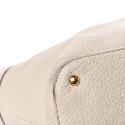 Gucci Pebbled Calfskin Twill Medium Top Handle Satchel White 13 of 25