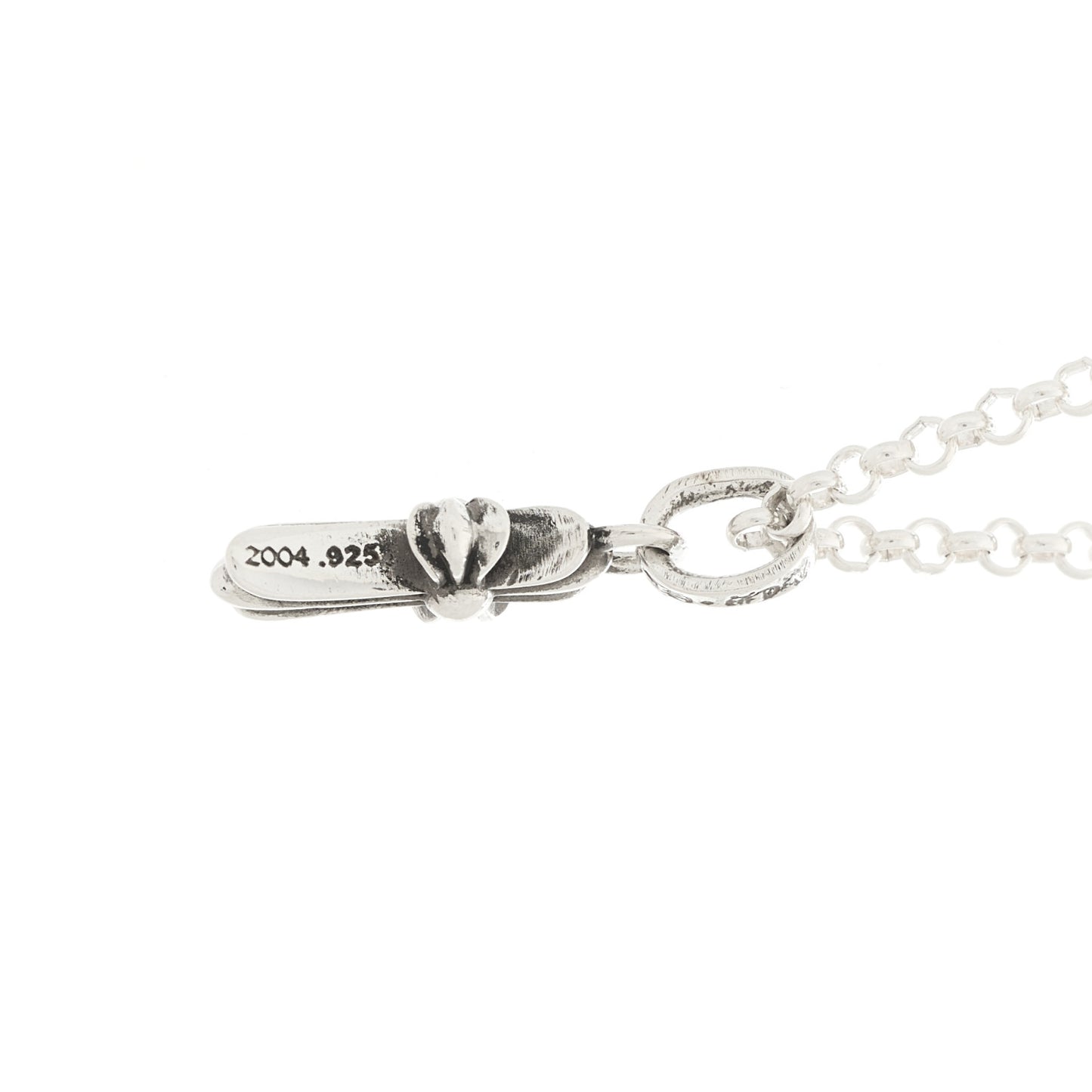 Sterling Silver Baby Fat Cross Pendant Roll Chain Necklace