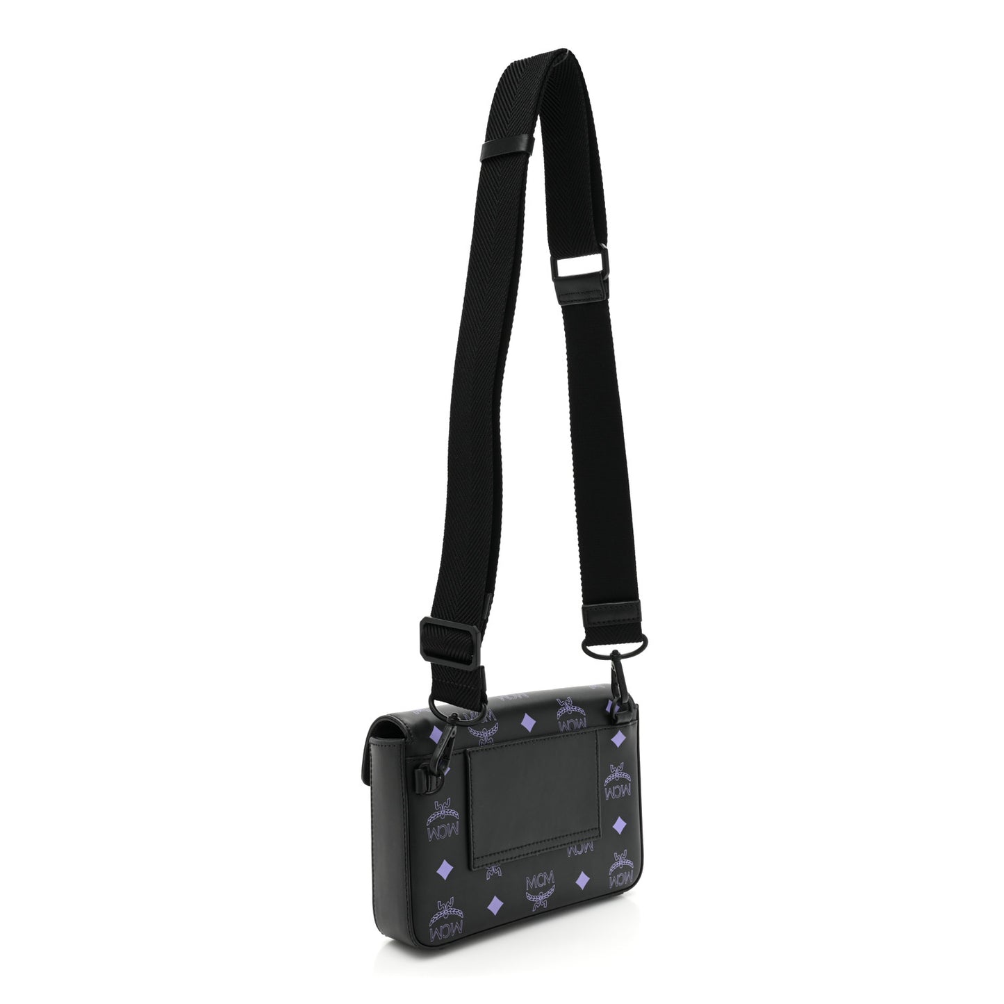 Calfskin Color Splash Logo Crossbody Small Black Purple