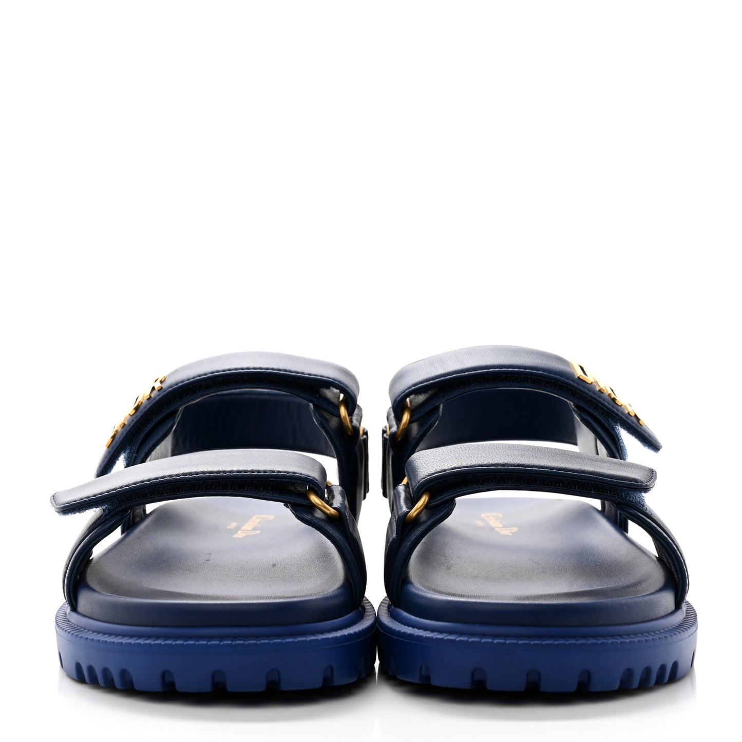 Lambskin Dioract 10mm Sandals 37 Deep Blue