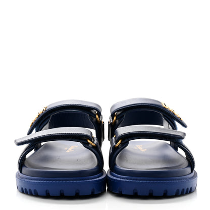 Christian Dior Lambskin Dioract 10mm Sandals 37 Deep Blue 2 of 9