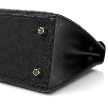 Hermes Ostrich Kelly Sellier 25 Black 9 of 10