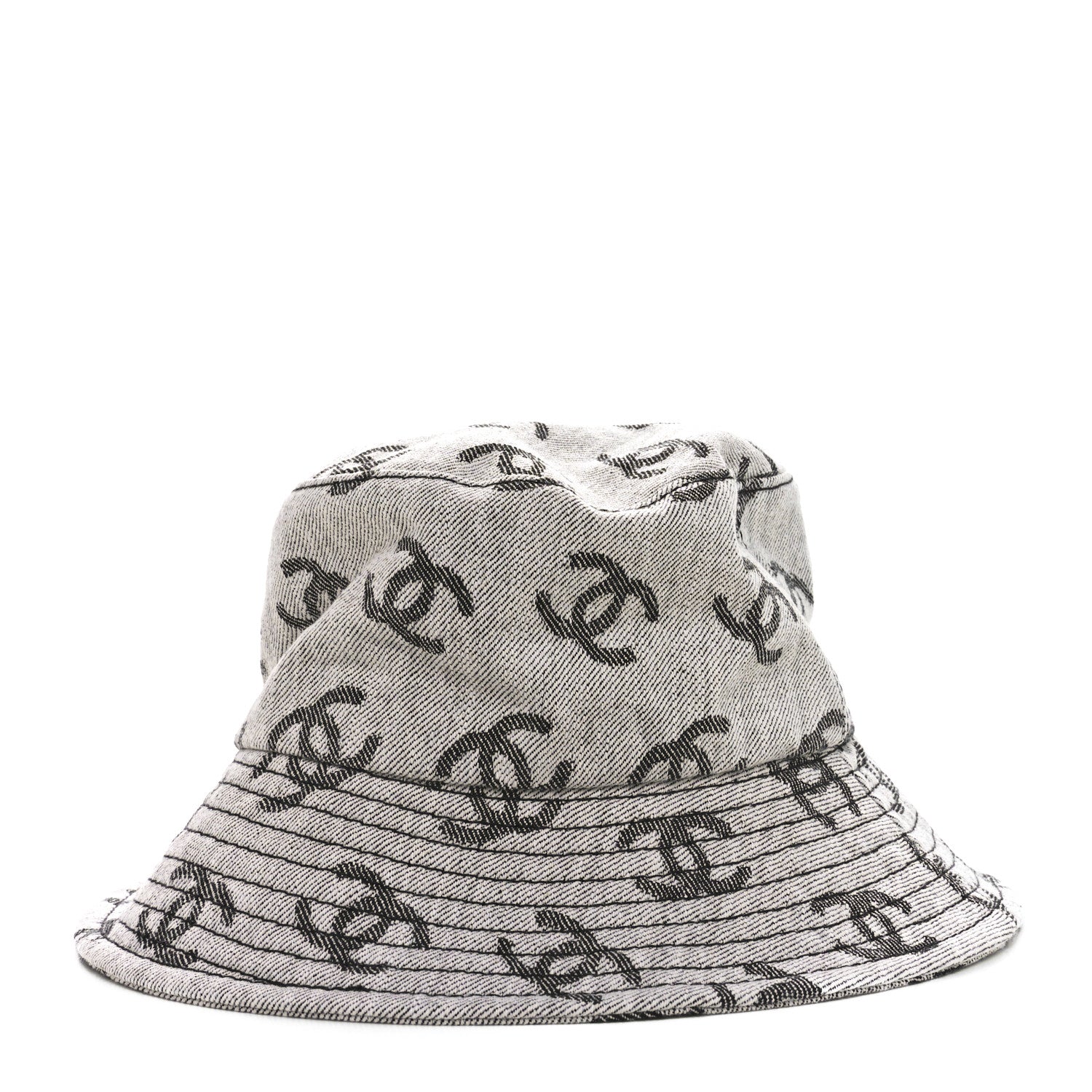 Chanel Denim CC Bucket Hat S White Black 6 of 10