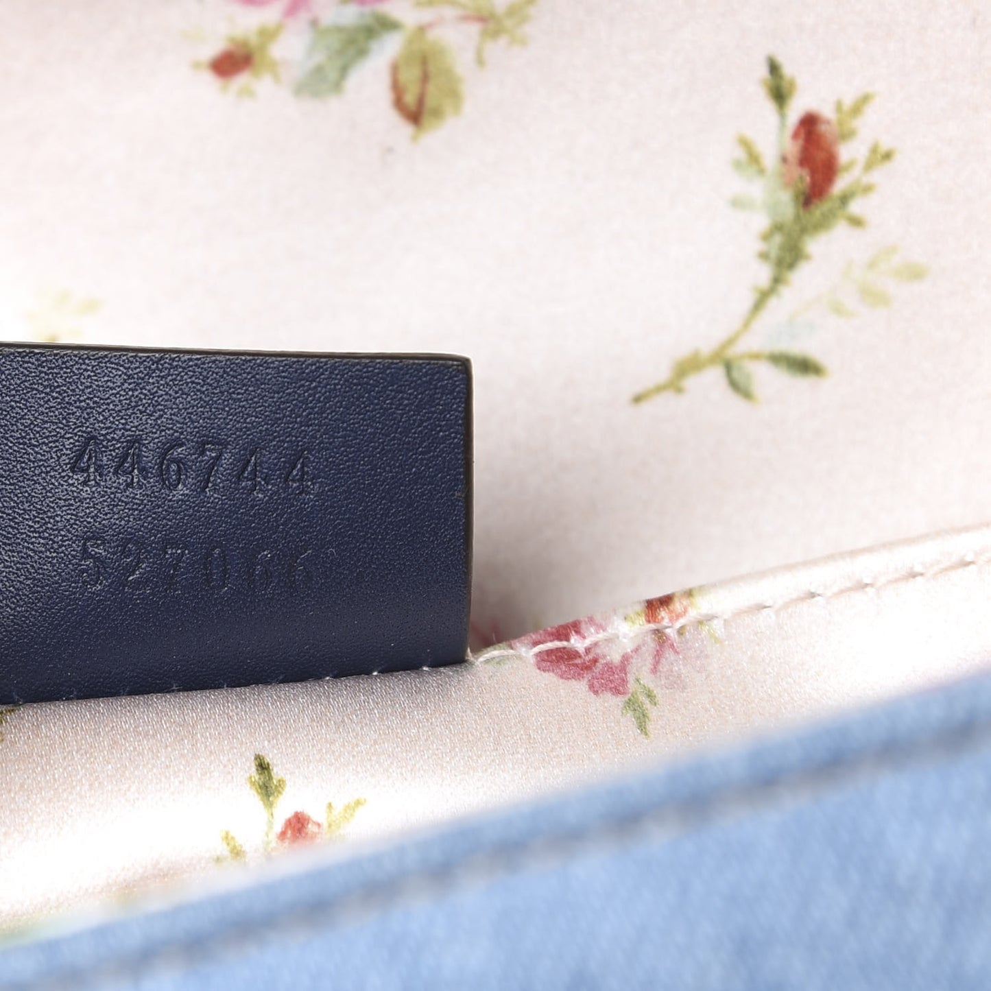 Denim Matelasse Mini Pearly GG Marmont Shoulder Bag Blue