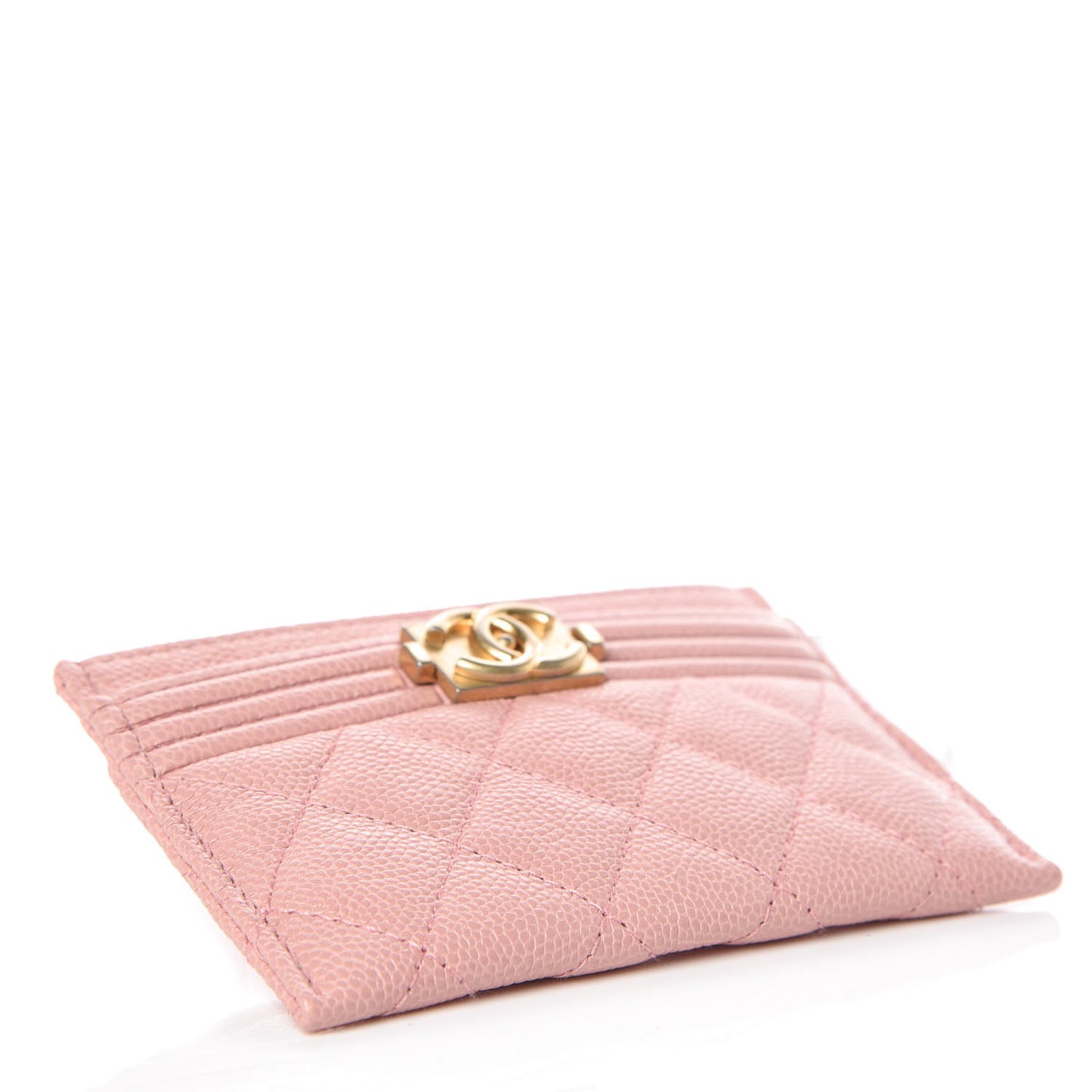 Caviar Quilted Boy Card Holder Light Pink