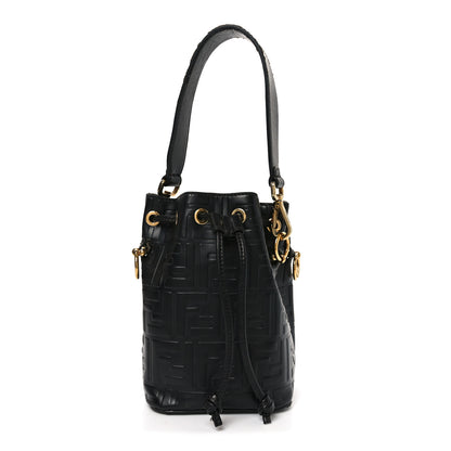 Fendi Vitello Liberty F is Fendi FF 1974 Embossed Mini Mon Tresor Bucket Bag Black 1 of 19