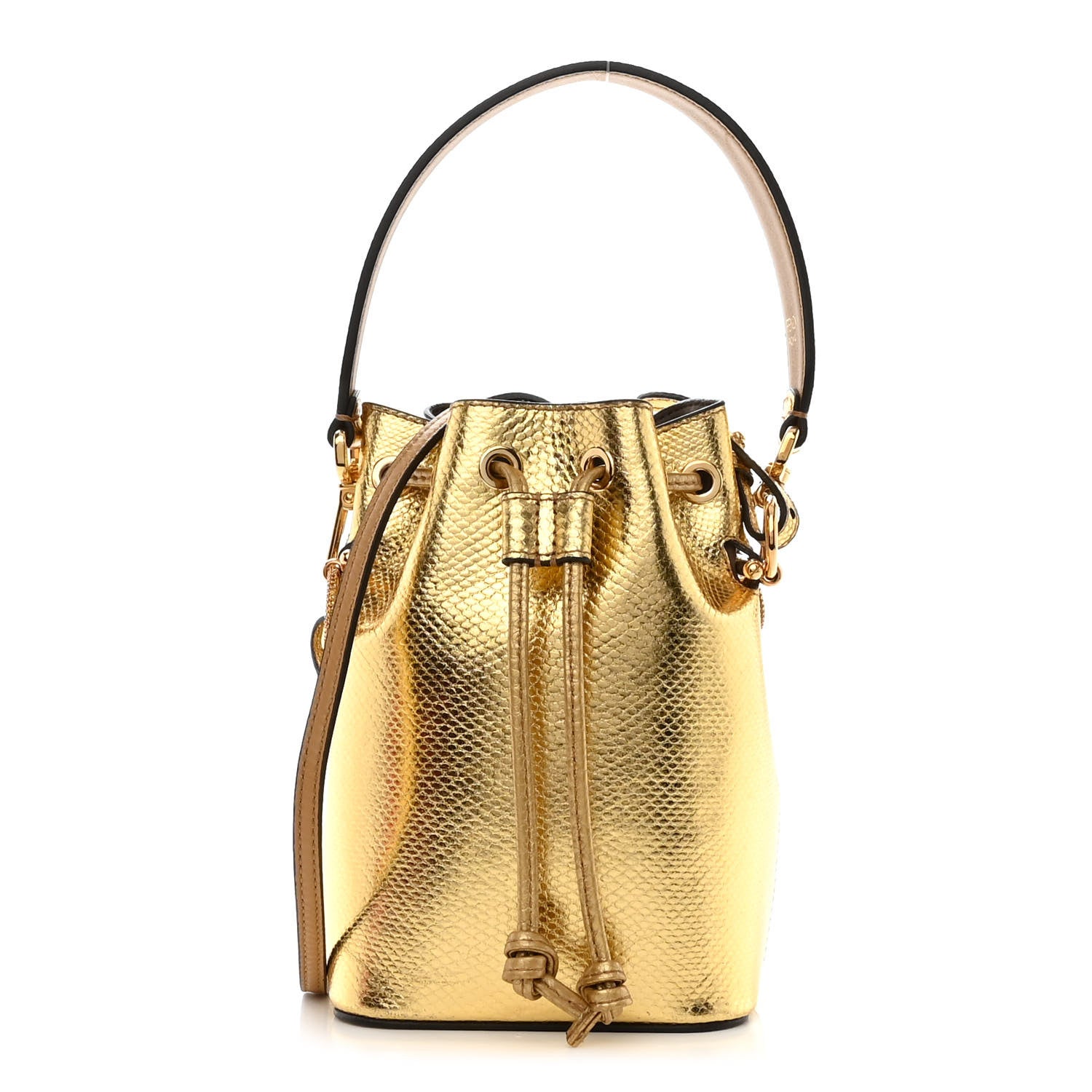 Fendi Karung Crystal F is Fendi Mini Mon Tresor Bucket Bag Gold 1 of 11