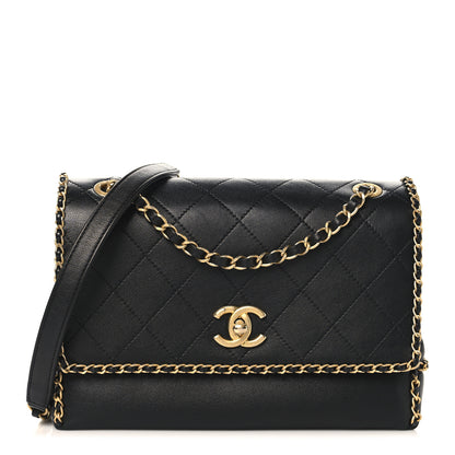 Chanel Calfskin Stitched Chain Flap Black 1 of 11