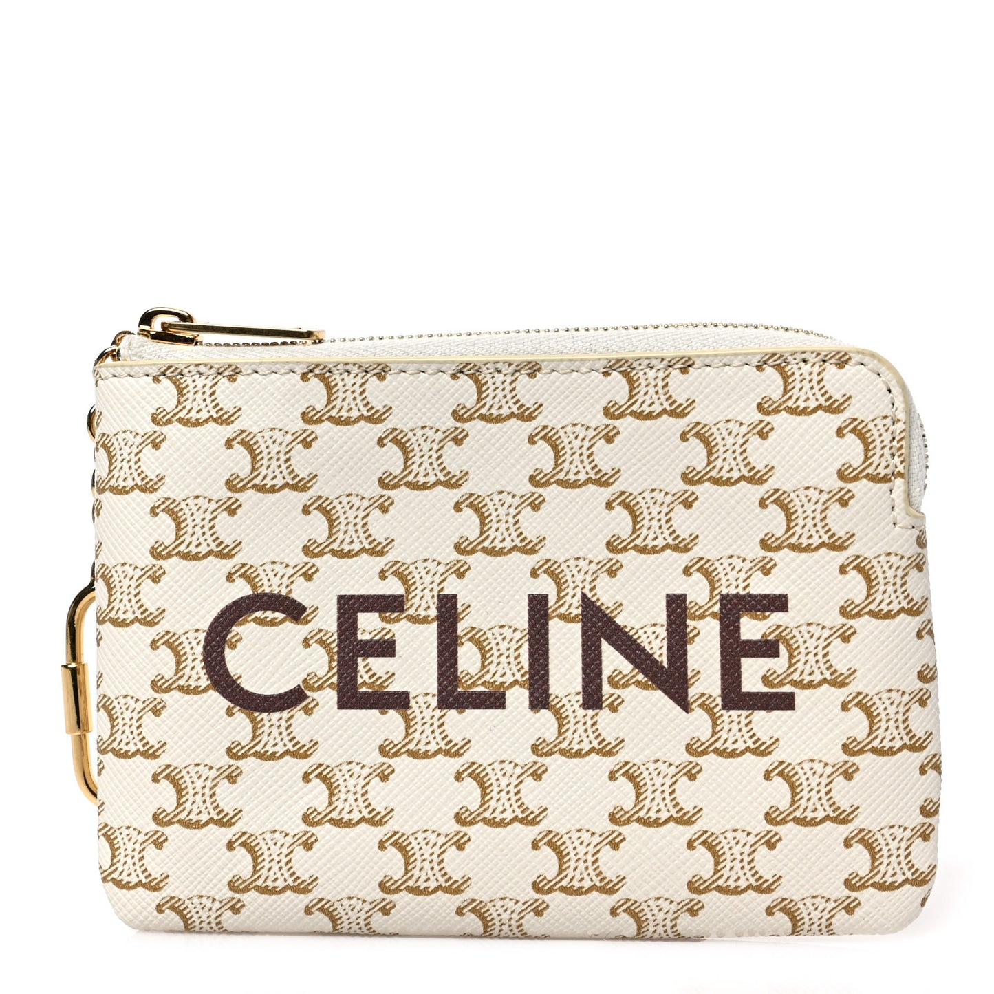 Triomphe Canvas Coin and Card Pouch White