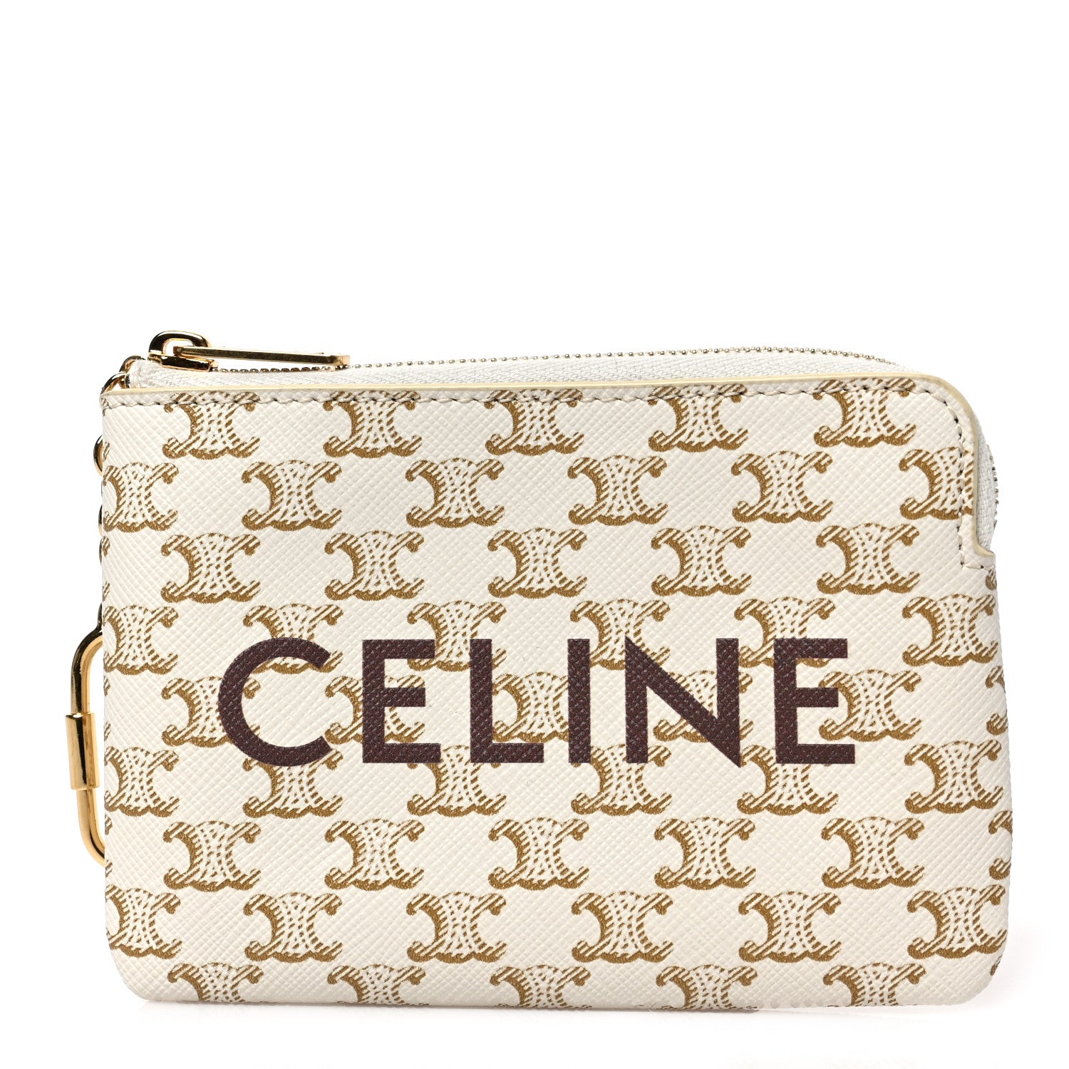 Celine Triomphe Canvas Coin and Card Pouch White 1 of 5