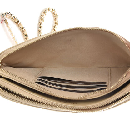 Chanel Iridescent Lambskin Quilted Pearl Clutch With Chain Beige 7 of 14