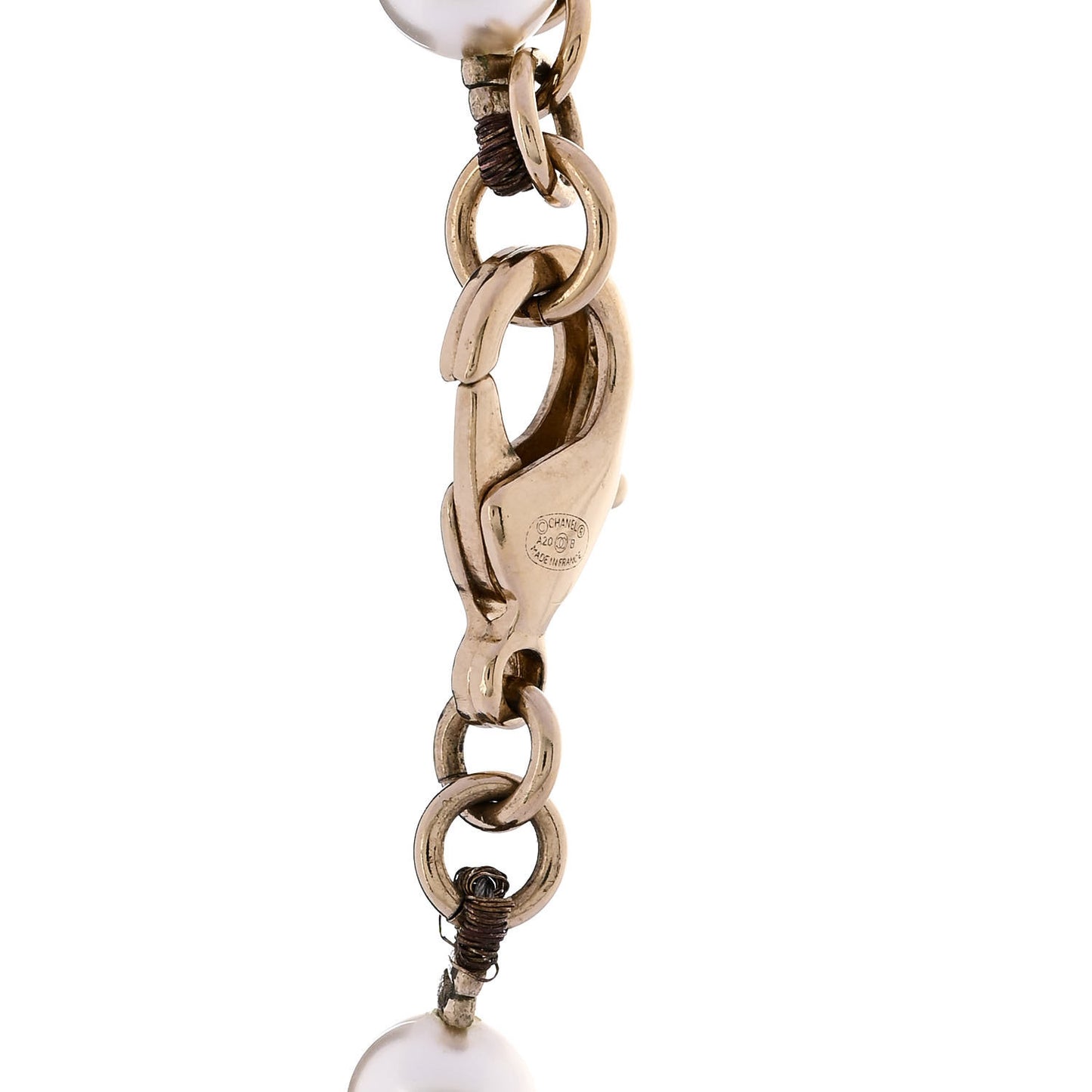 Pearl Crystal CC Logo Short Necklace Gold