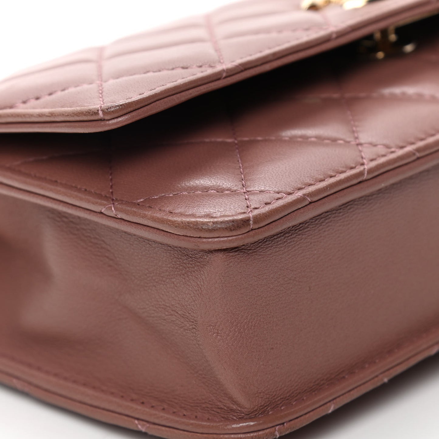 Lambskin Quilted Trendy CC Wallet On Chain WOC Nude