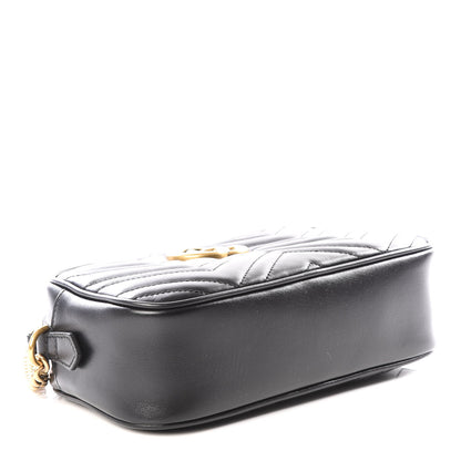 Gucci Calfskin Matelasse Small GG Marmont Chain Shoulder Bag Black 3 of 9