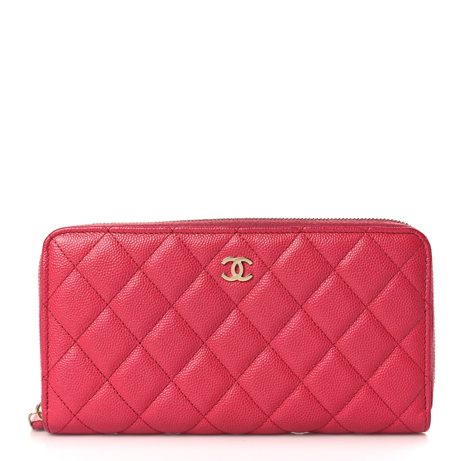 Chanel Caviar Quilted Large Gusset Zip Around Wallet Fuchsia 1 of 10