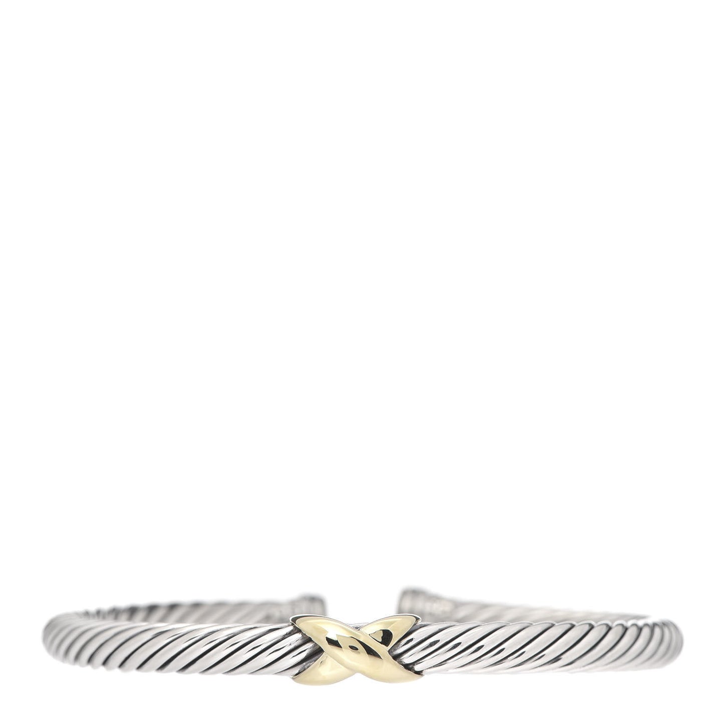 Sterling Silver 14K Yellow Gold 5mm X Station Cable Bracelet