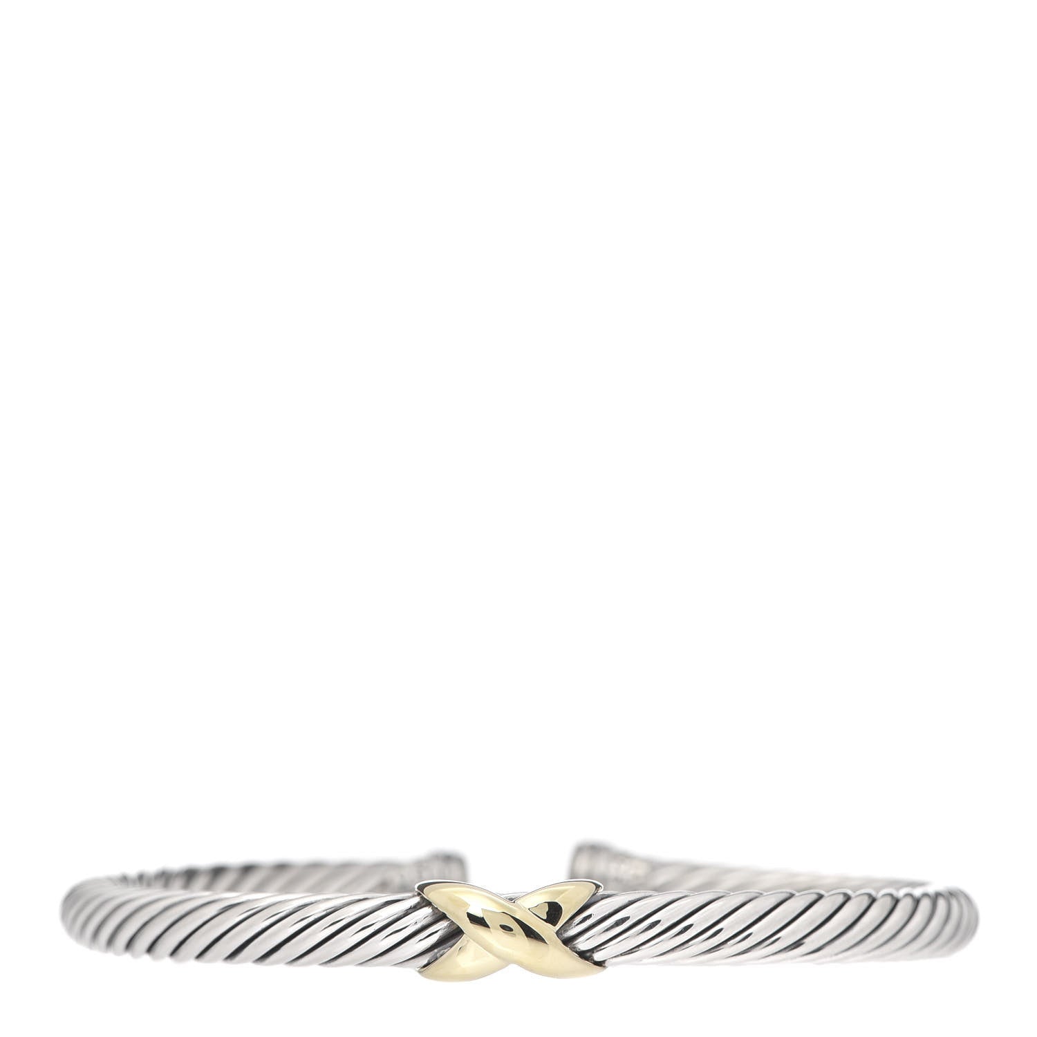 David Yurman Sterling Silver 14K Yellow Gold 5mm X Station Cable Bracelet 1 of 4