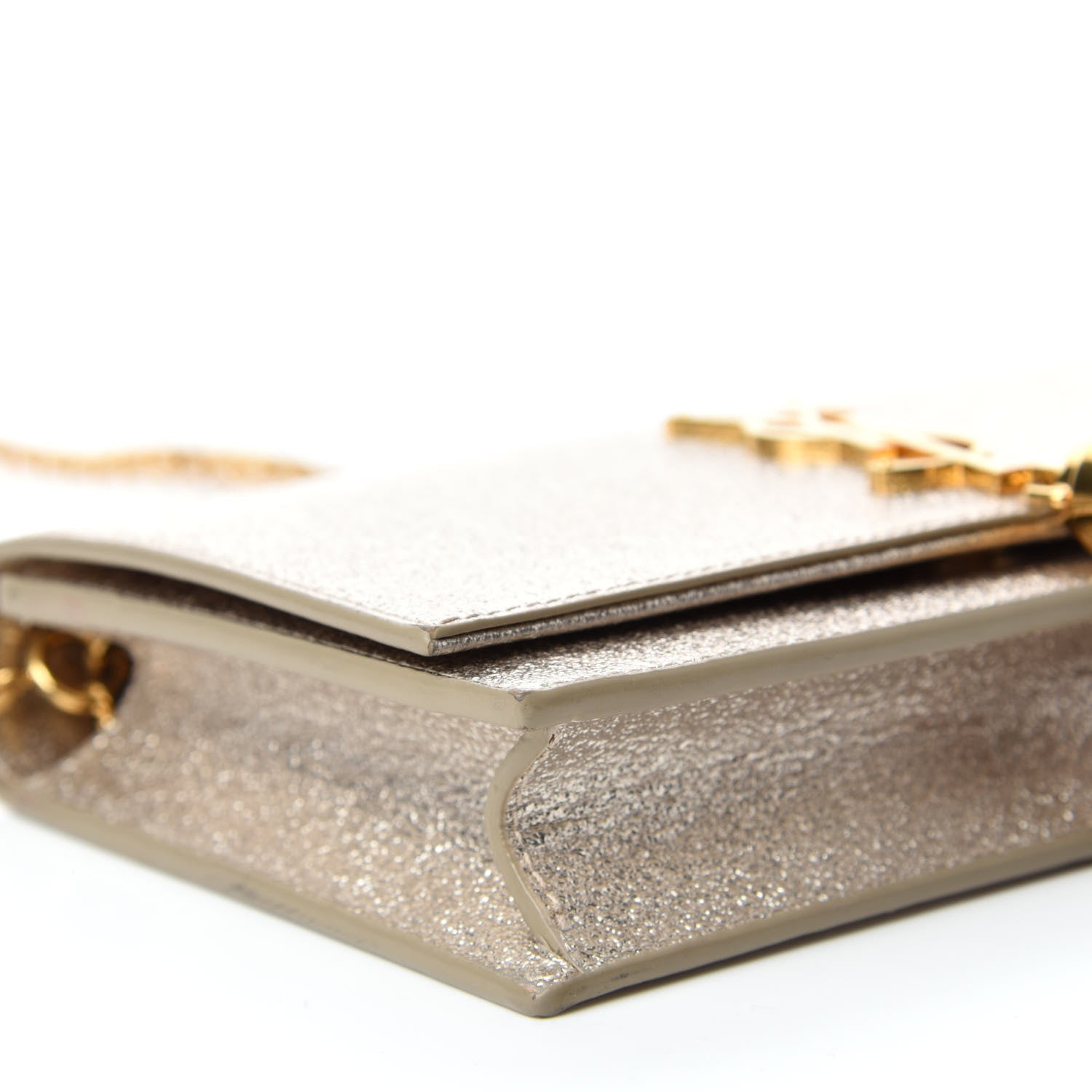 Saint Laurent Metallic Calfskin Classic Monogram Kate Tassel Chain Wallet Platine 6 of 11