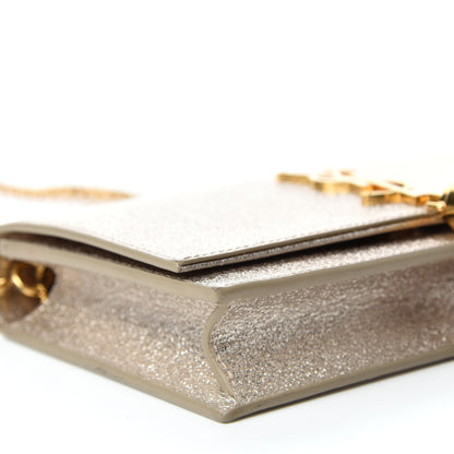 Saint Laurent Metallic Calfskin Classic Monogram Kate Tassel Chain Wallet Platine 6 of 11