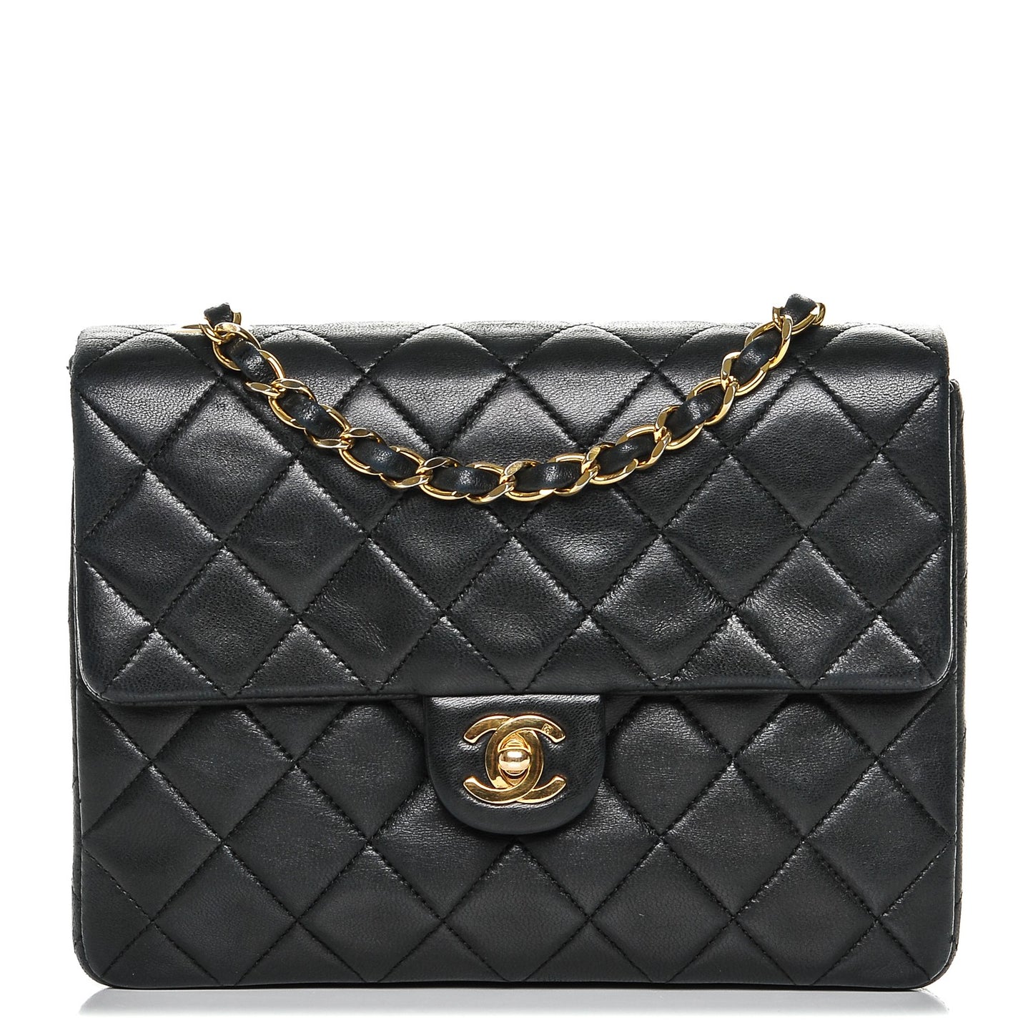Lambskin Quilted Small Single Flap Black