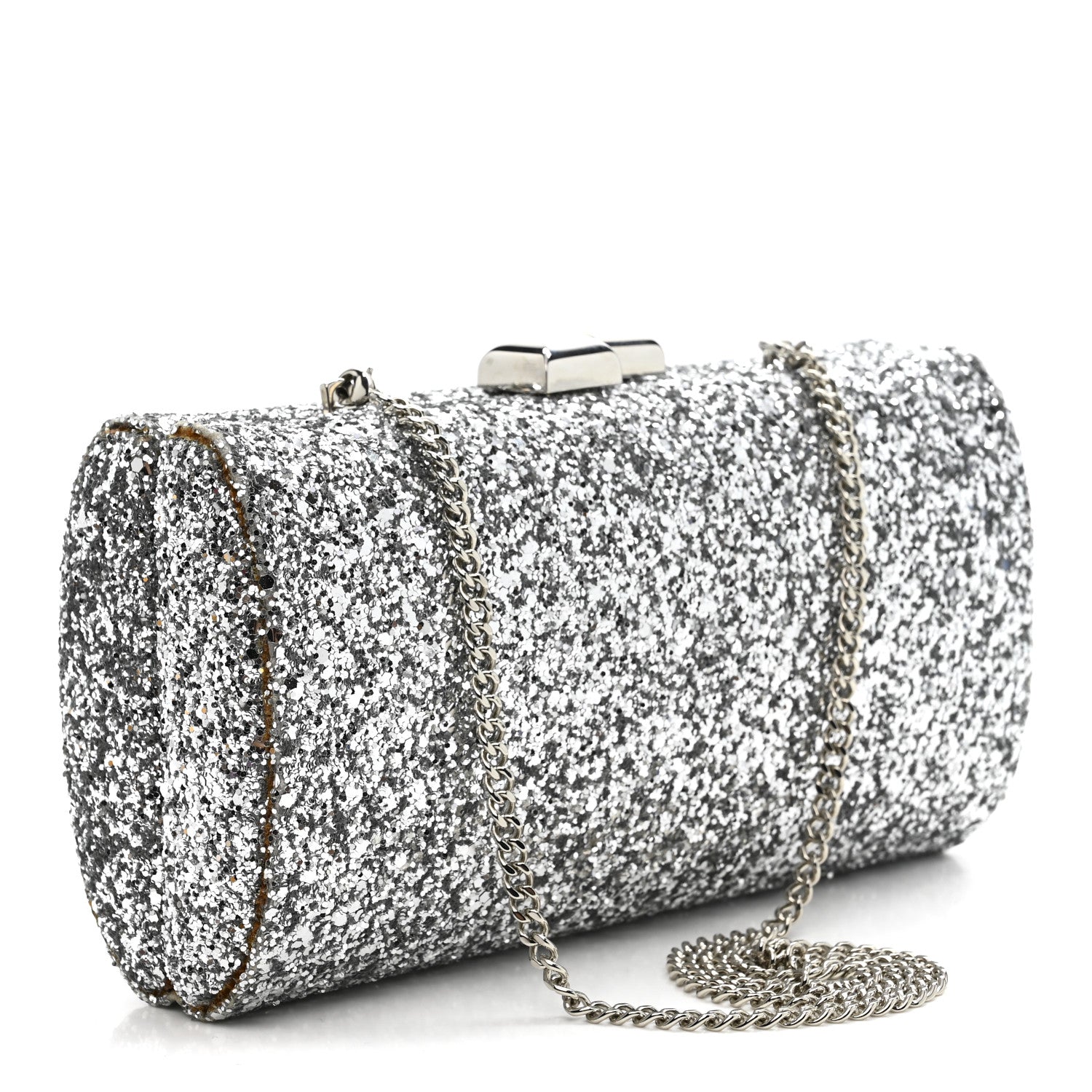 Jimmy Choo Silver Metallic Clutch Purse Jimmy Choo Zahra Metallic