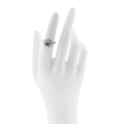 Tiffany Platinum Diamond Aquamarine Soleste Ring 50 5.5 2 of 5