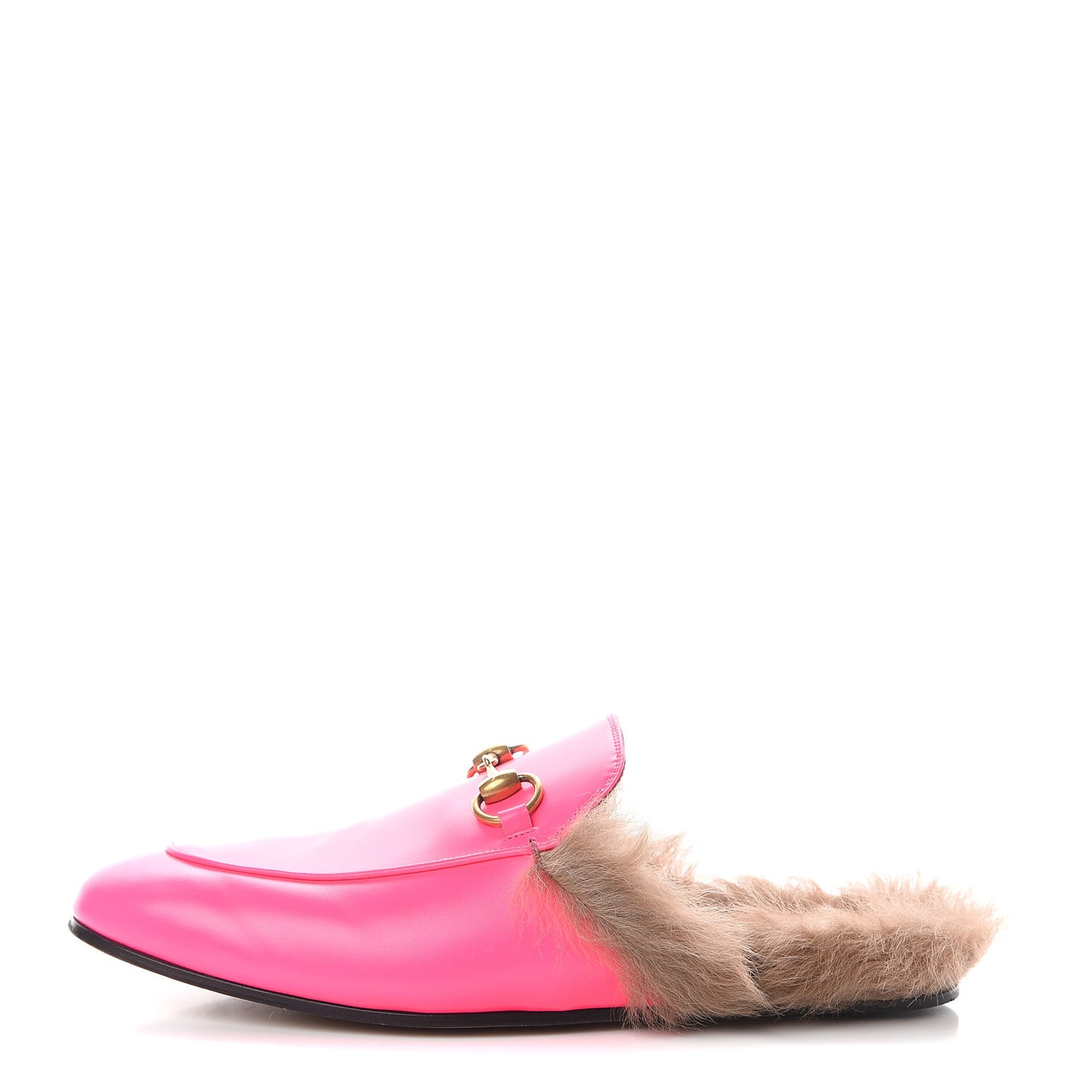 Calfskin Fur Mens Princetown Slippers 7 Fuxia Fluo Natural