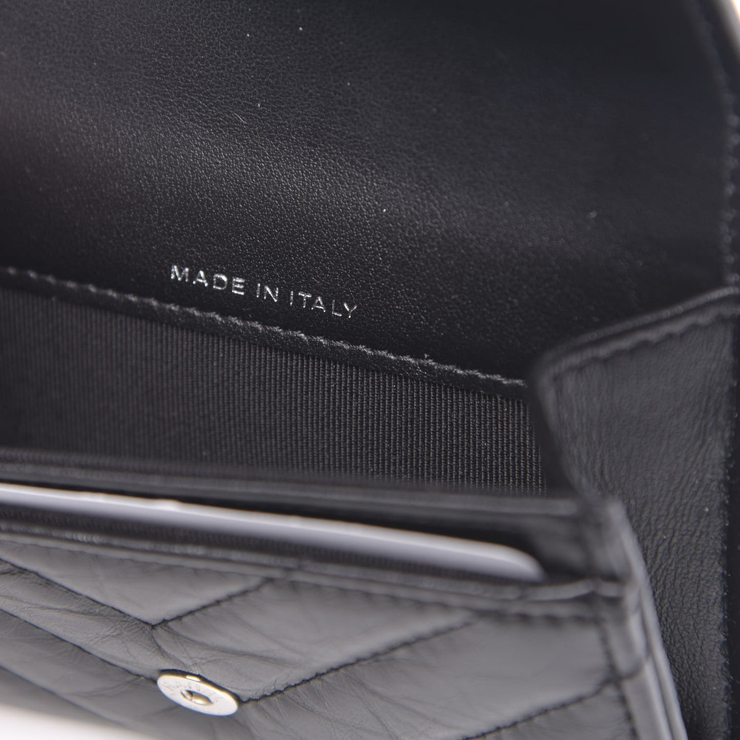 Aged Calfskin Chevron Quilted Reissue Card Holder Wallet So Black
