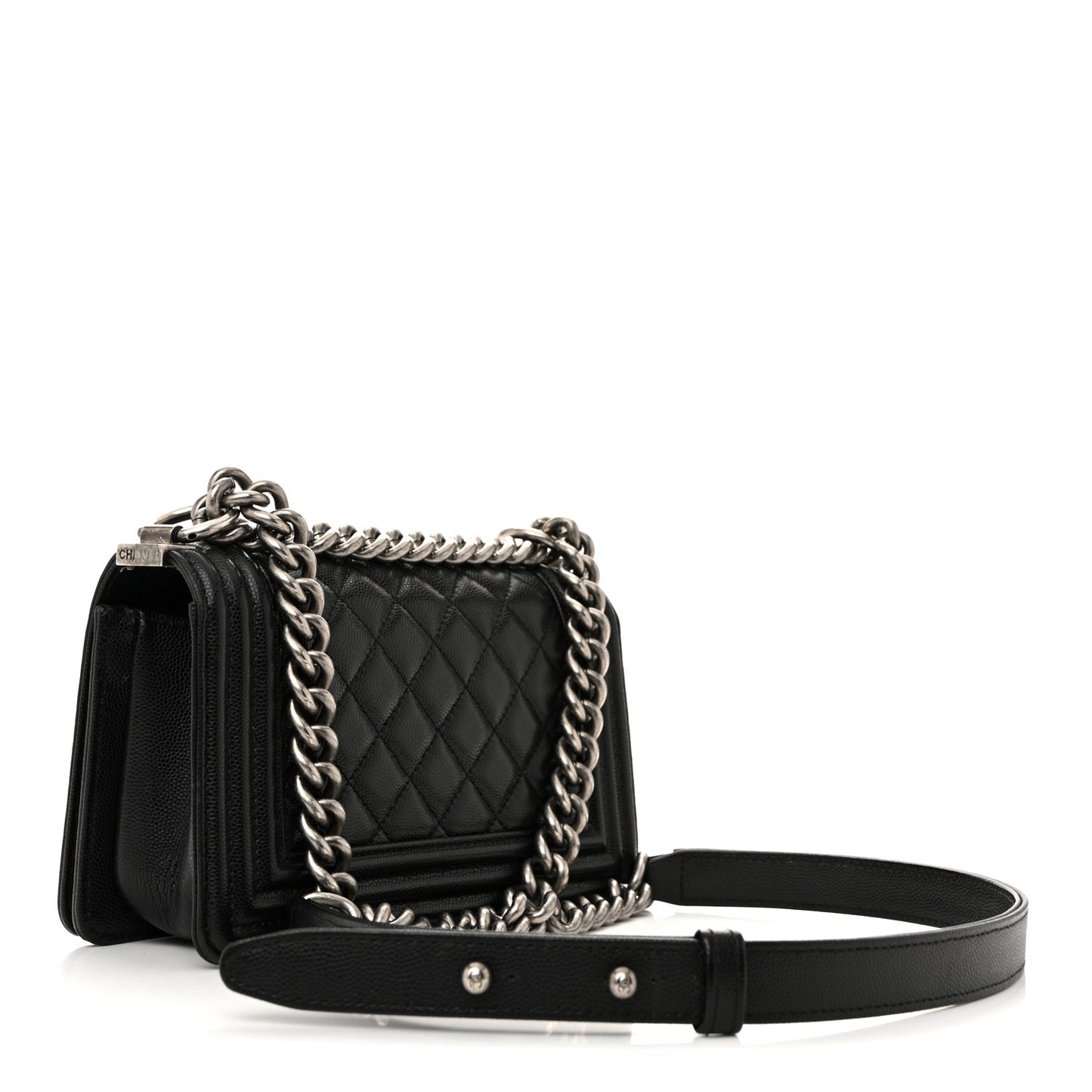 Caviar Quilted Small Boy Flap Black