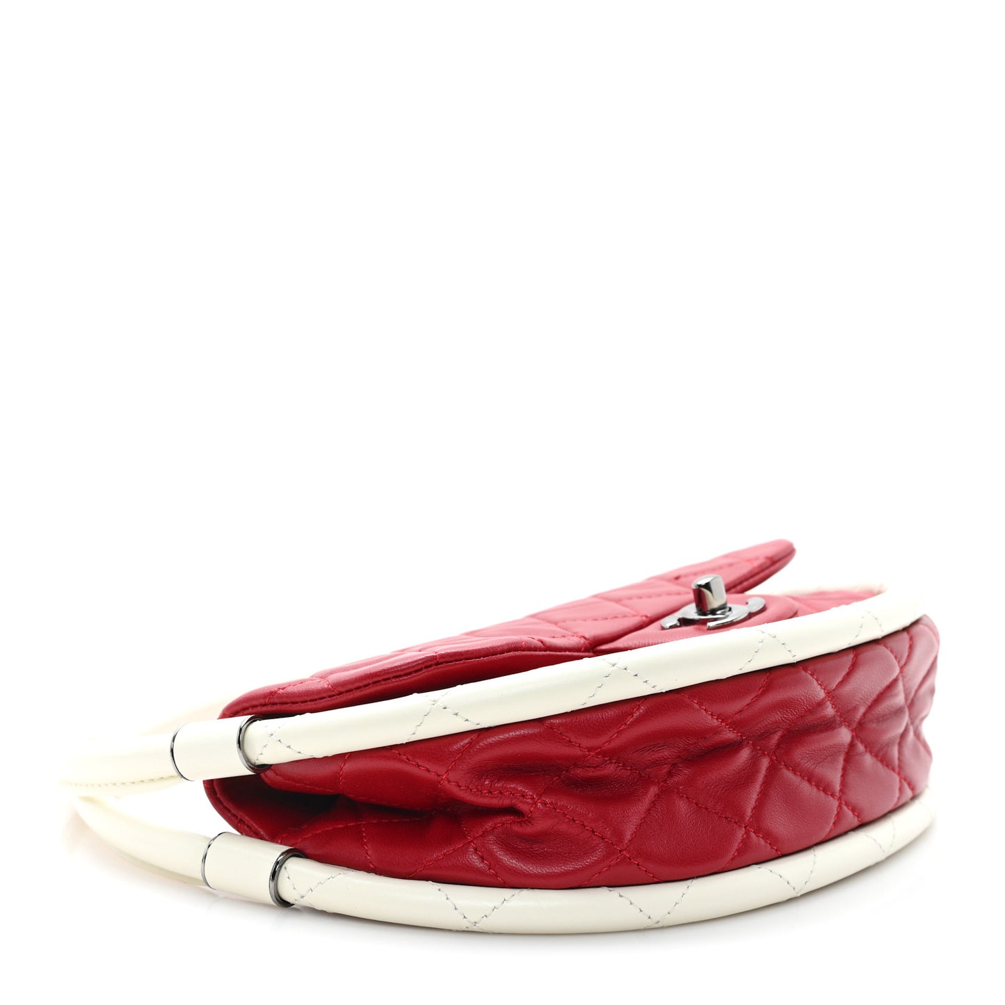 Lambskin Quilted Small Hula Hoop Flap Red