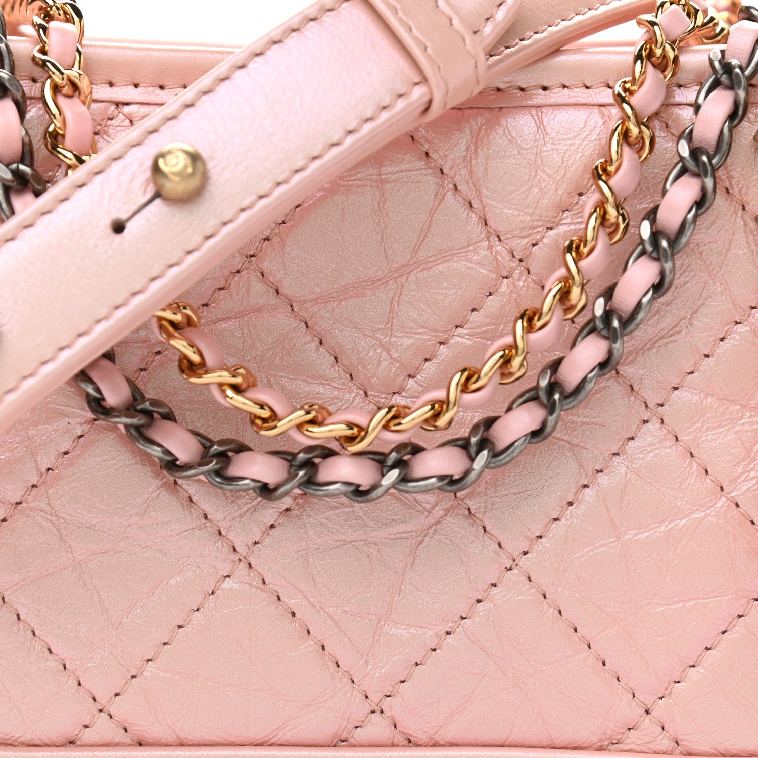Chanel Iridescent Aged Calfskin Quilted Small Gabrielle Hobo Light Pink 10 of 11