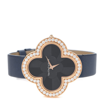 Van Cleef & Arpels 18K Rose Gold Satin Diamond Bezel Onyx 40mm Alhambra Talisman Quartz Watch 2 of 7