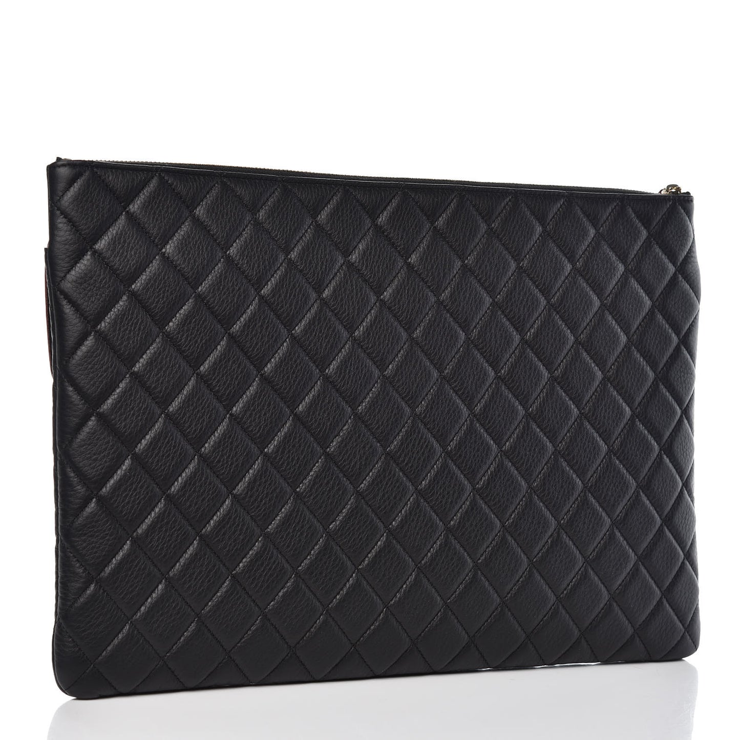 Grained Calfskin Quilted Large Archi Chic Cosmetic Case Black