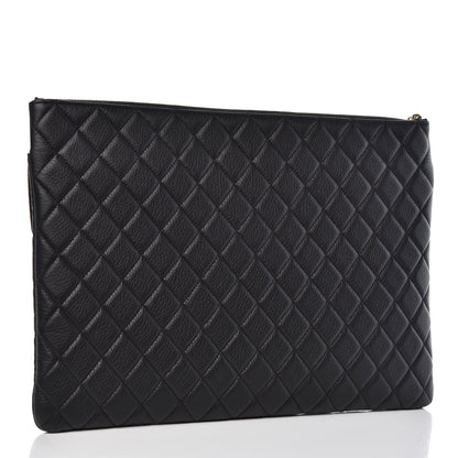 Chanel Grained Calfskin Quilted Large Archi Chic Cosmetic Case Black 3 of 10