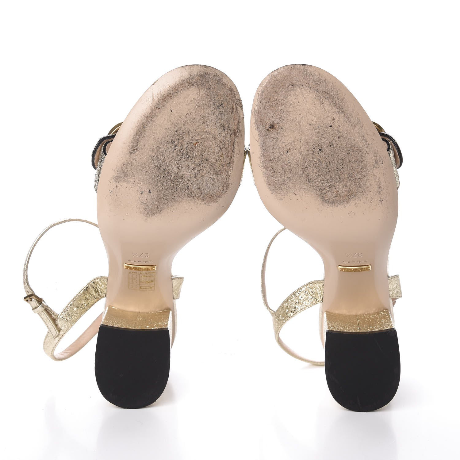 Gucci Galassia GG Marmont Ankle Wrap 75mm Sandals 37.5 Platino 7 of 9