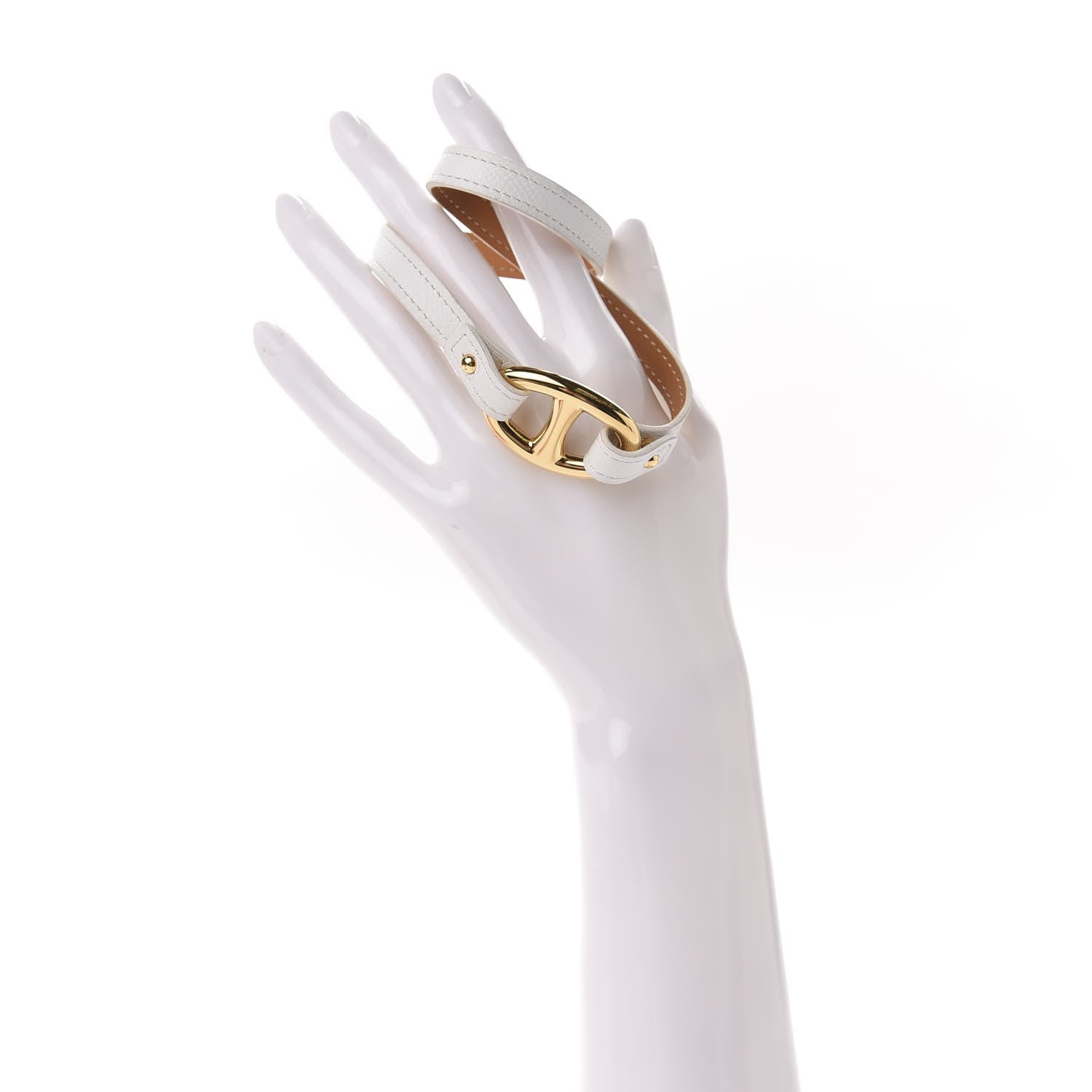 Hermes Epsom Granville Double Tour Bracelet M White 2 of 8