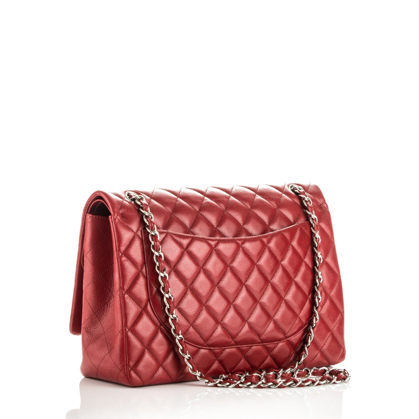 Caviar Quilted Maxi Double Flap Red