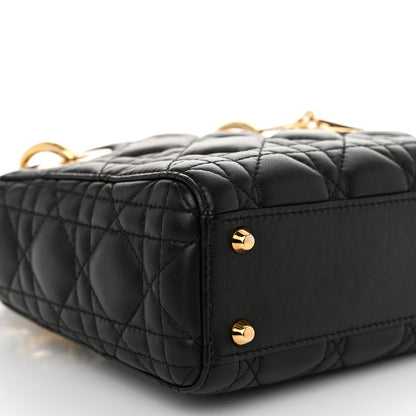 Christian Dior Lambskin Cannage Mini Lady Dior Black 9 of 10
