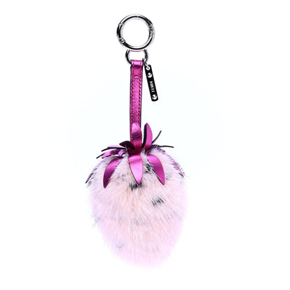 Fendi Mink Fur Vitello Catalan Mirror Strawberry Bag Charm Seashell Orchidea 1 of 4