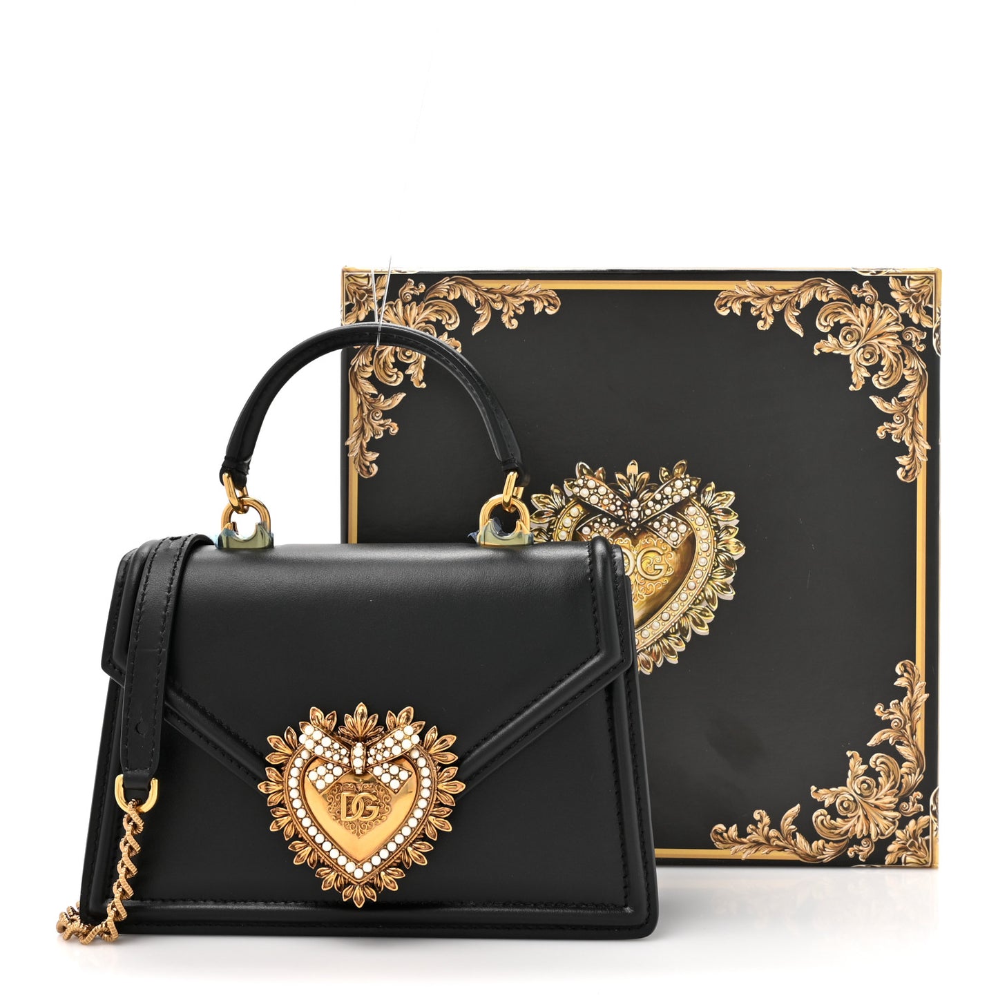 Smooth Calfskin Small Devotion Envelope Top Handle Bag Black