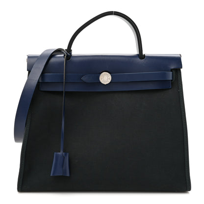 Hermes Military Toile Vache Hunter Herbag Zip 31 PM Bleu Marine Bleu Saphir 1 of 17