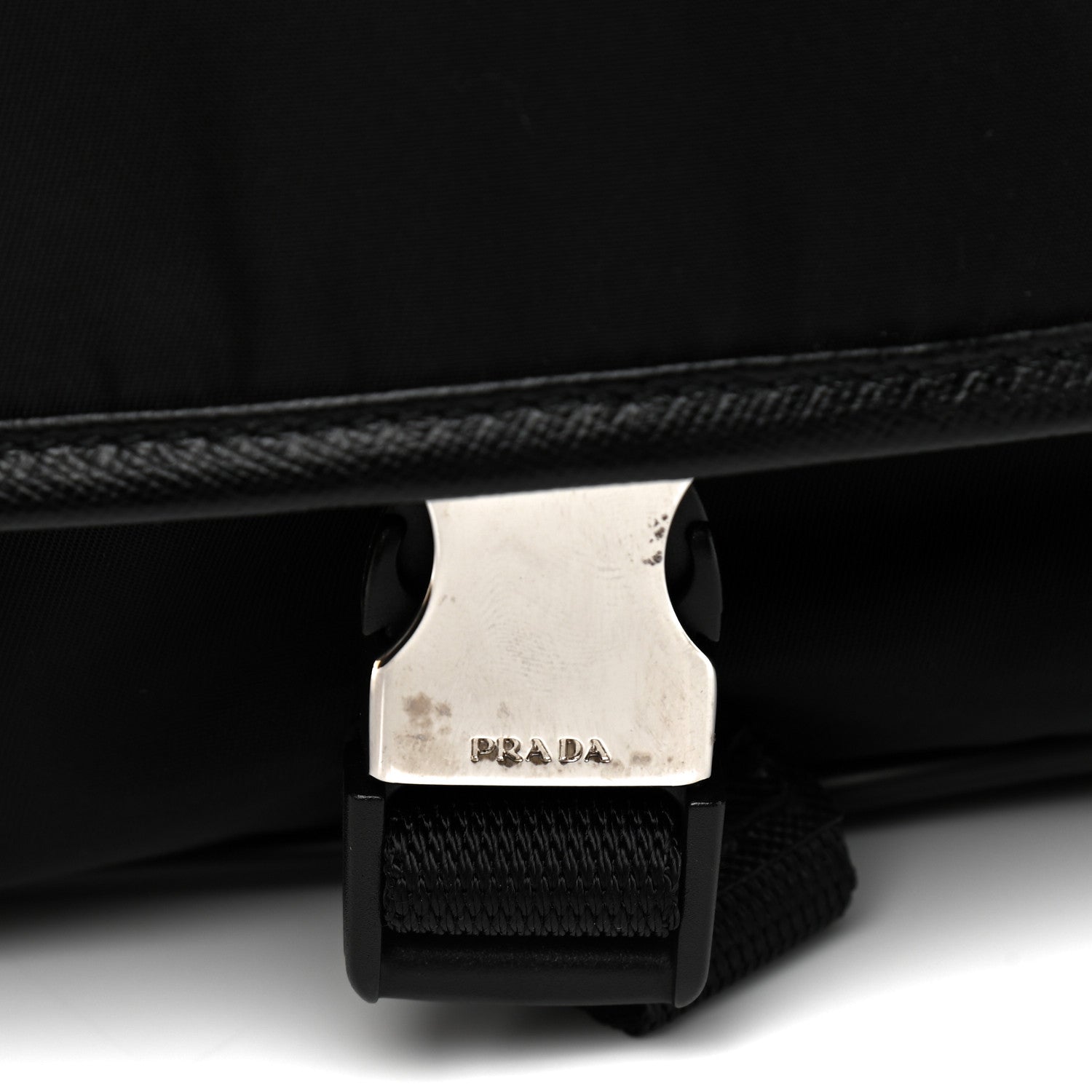 Prada Tessuto Nylon Saffiano Messenger Satchel Black 10 of 11
