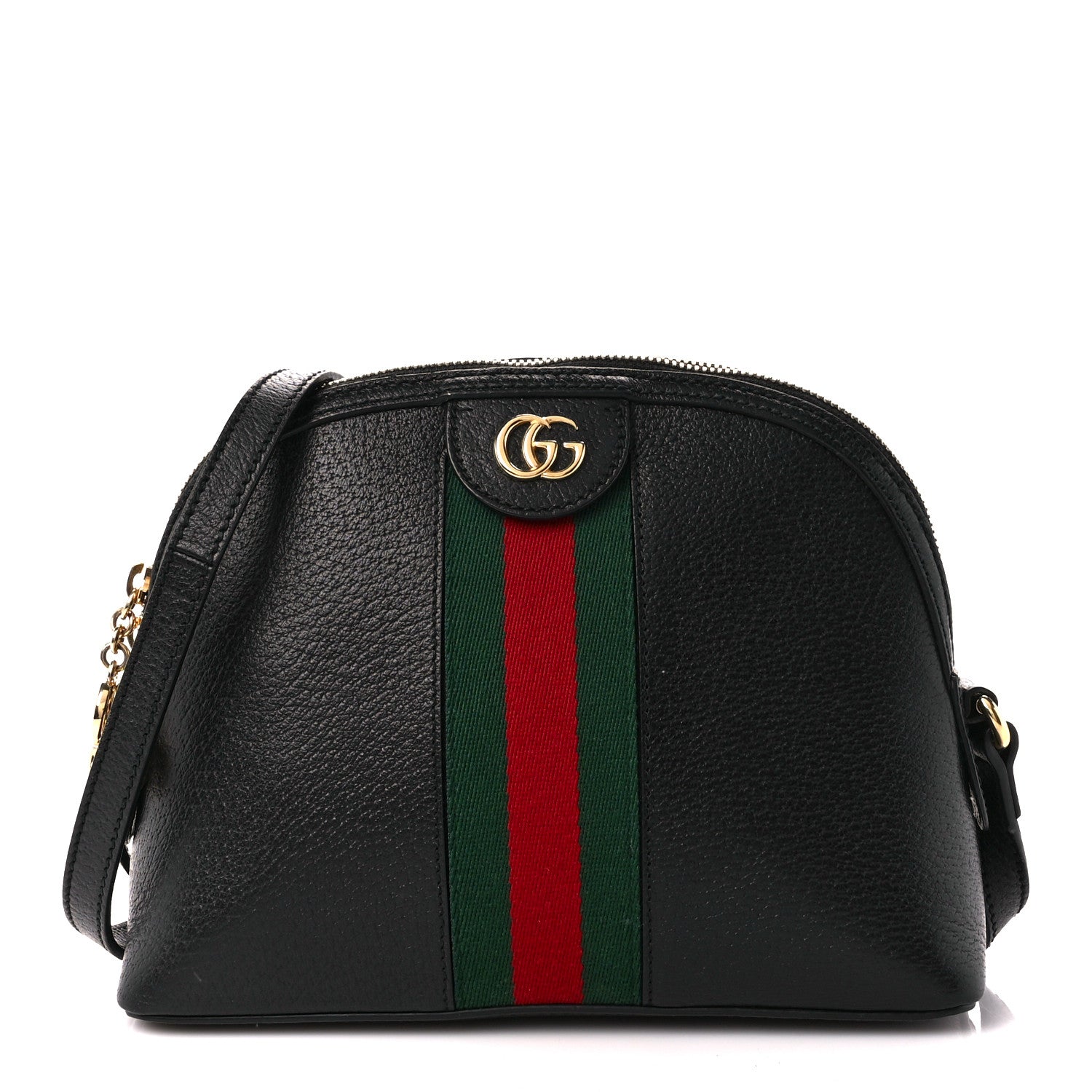 Gucci Calfskin GG Web Small Ophidia Dome Shoulder Bag Black 1 of 12