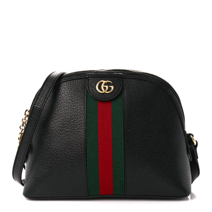 Gucci Calfskin GG Web Small Ophidia Dome Shoulder Bag Black 1 of 12