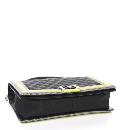 Chanel Canvas Quilted New Medium Fluo Boy Flap Black Grey Yellow 3 of 9